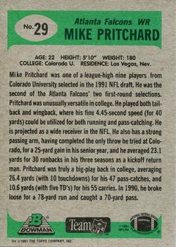 1991 Bowman #29 Mike Pritchard Back