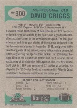 1991 Bowman #300 David Griggs Back