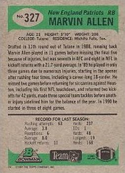 1991 Bowman #327 Marvin Allen Back