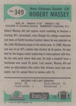 1991 Bowman #349 Robert Massey Back