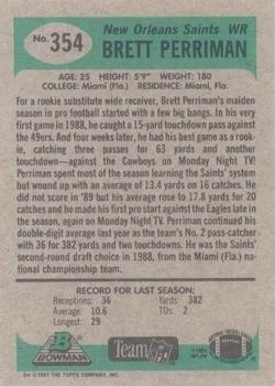 1991 Bowman #354 Brett Perriman Back
