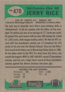 1991 Bowman #470 Jerry Rice Back