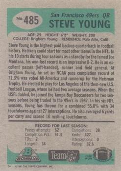 1991 Bowman #485 Steve Young Back