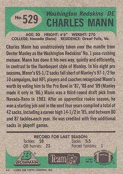 1991 Bowman #529 Charles Mann Back