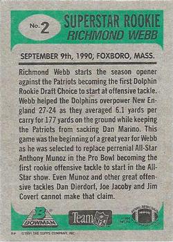 1991 Bowman #2 Richmond Webb Back
