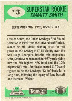 1991 Bowman #3 Emmitt Smith Back
