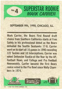 1991 Bowman #4 Mark Carrier Back