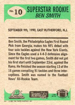 1991 Bowman #10 Ben Smith Back