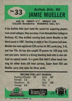 1991 Bowman #33 Jamie Mueller Back