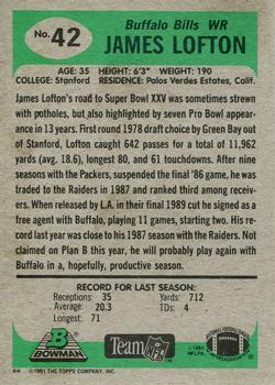 1991 Bowman #42 James Lofton Back
