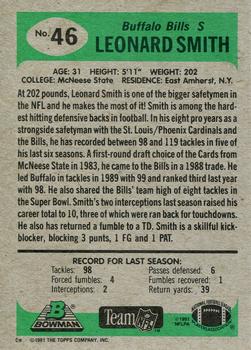 1991 Bowman #46 Leonard Smith Back