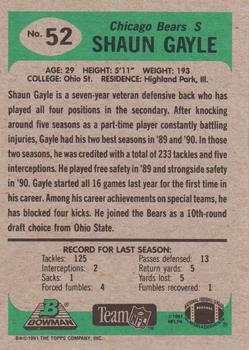 1991 Bowman #52 Shaun Gayle Back