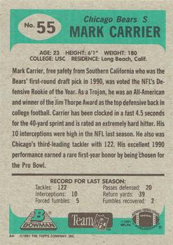 1991 Bowman #55 Mark Carrier Back