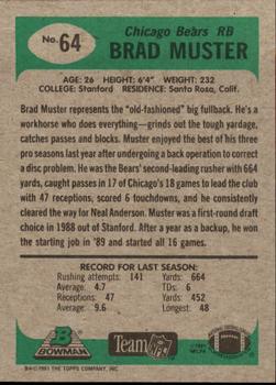 1991 Bowman #64 Brad Muster Back