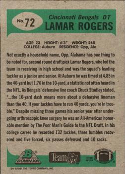 1991 Bowman #72 Lamar Rogers Back