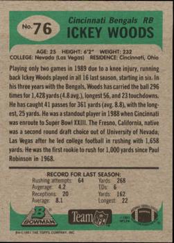 1991 Bowman #76 Ickey Woods Back
