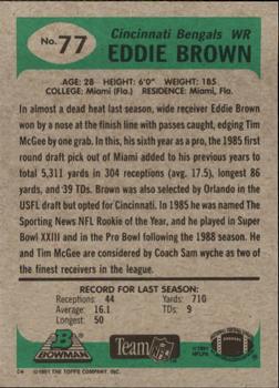 1991 Bowman #77 Eddie Brown Back