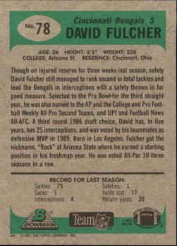 1991 Bowman #78 David Fulcher Back
