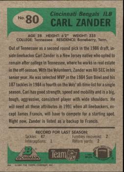 1991 Bowman #80 Carl Zander Back