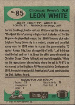 1991 Bowman #85 Leon White Back