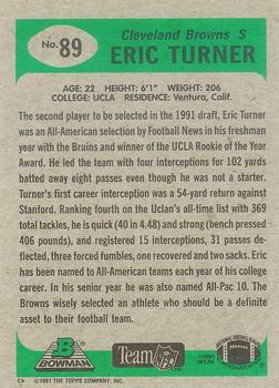1991 Bowman #89 Eric Turner Back