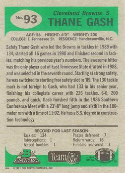 1991 Bowman #93 Thane Gash Back