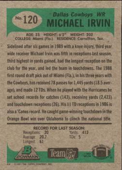 1991 Bowman #120 Michael Irvin Back