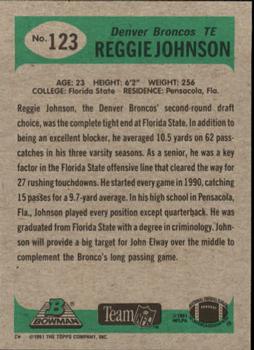 1991 Bowman #123 Reggie Johnson Back