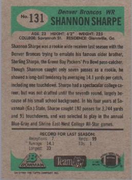 1991 Bowman #131 Shannon Sharpe Back