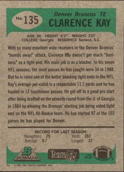 1991 Bowman #135 Clarence Kay Back