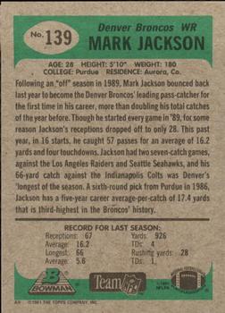 1991 Bowman #139 Mark Jackson Back