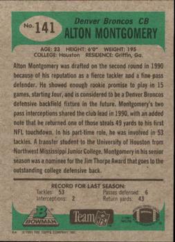 1991 Bowman #141 Alton Montgomery Back