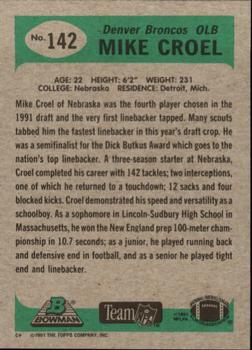1991 Bowman #142 Mike Croel Back