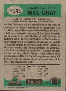 1991 Bowman #143 Mel Gray Back