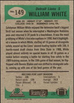 1991 Bowman #149 William White Back