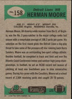 1991 Bowman #158 Herman Moore Back