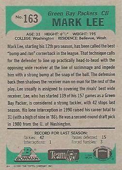 1991 Bowman #163 Mark Lee Back