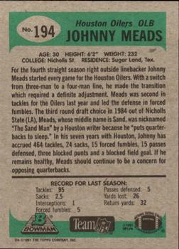 1991 Bowman #194 Johnny Meads Back
