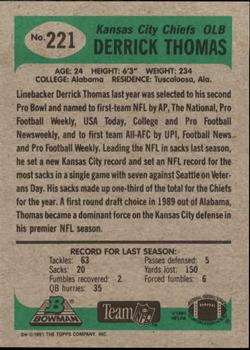 1991 Bowman #221 Derrick Thomas Back