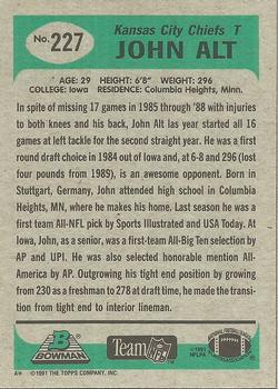 1991 Bowman #227 John Alt Back