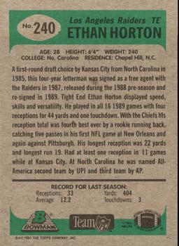 1991 Bowman #240 Ethan Horton Back