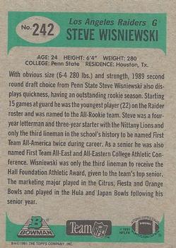 1991 Bowman #242 Steve Wisniewski Back