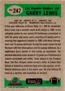 1991 Bowman #247 Garry Lewis Back