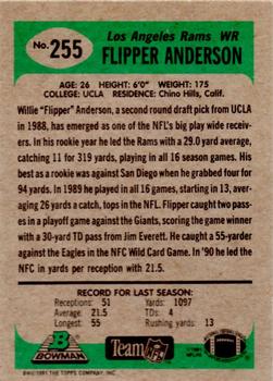 1991 Bowman #255 Flipper Anderson Back