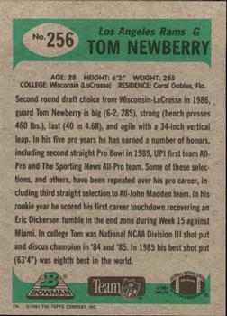 1991 Bowman #256 Tom Newberry Back