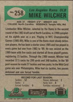 1991 Bowman #258 Mike Wilcher Back