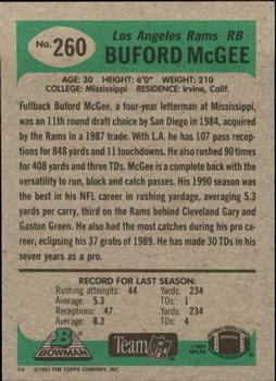 1991 Bowman #260 Buford McGee Back