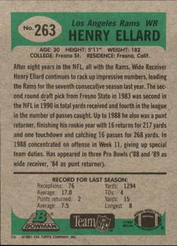 1991 Bowman #263 Henry Ellard Back