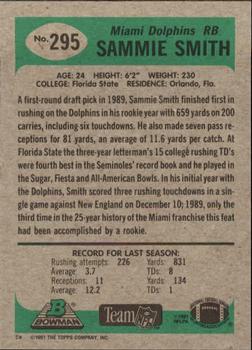 1991 Bowman #295 Sammie Smith Back