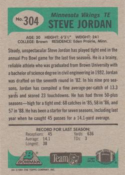 1991 Bowman #304 Steve Jordan Back